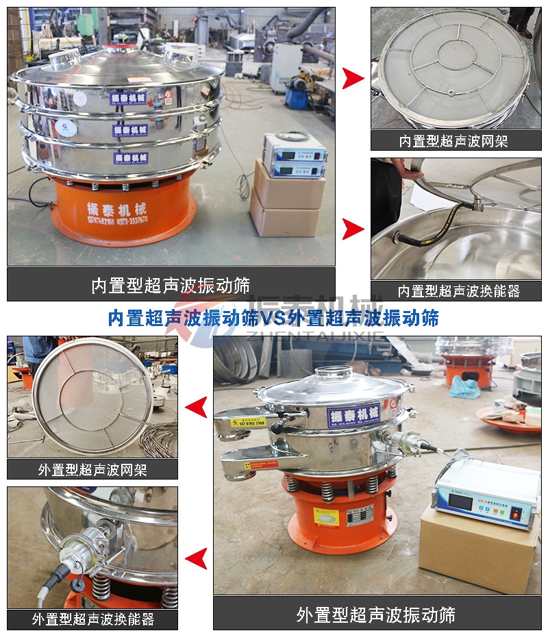內(nèi)外置糊化淀粉超聲波振動(dòng)篩對比